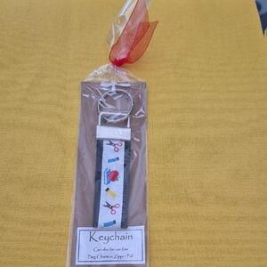 Kids/Teacher Craft Pattern Keychain, Key FOB- White/Black/Red/Yellow/Blue
